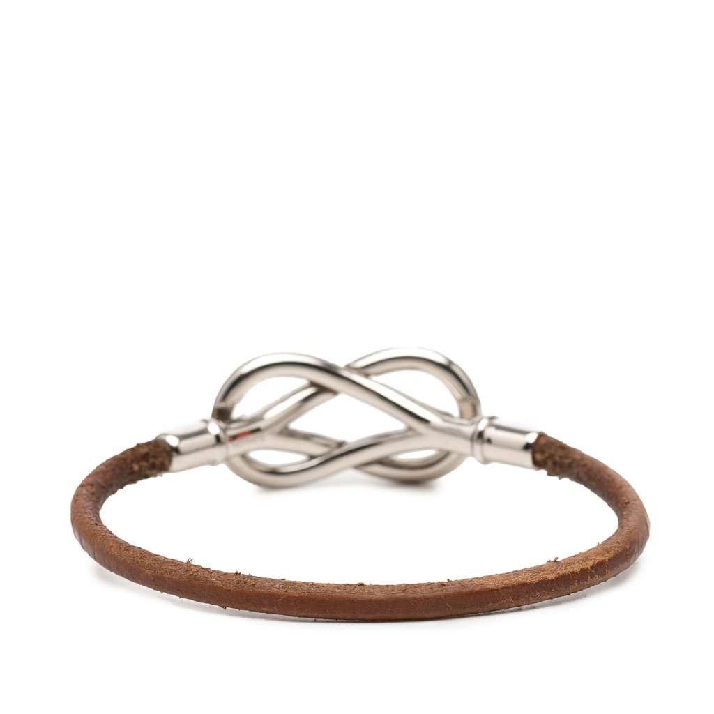 Hermès Palladium Plated and Leather Atame Knot Bracelet Brown Leather Very good - Inside View