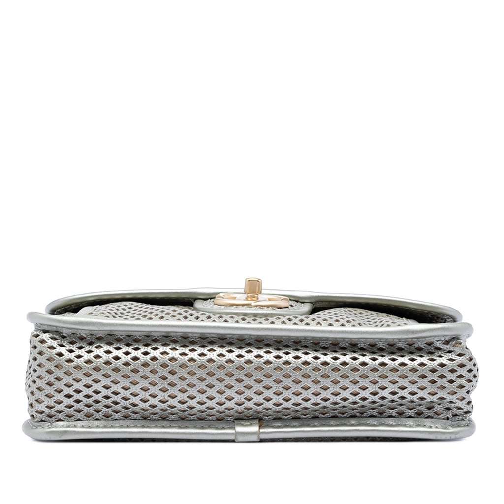 Chanel Small Perforated Calfskin Up In The Air Flap Silver Leather Very good condition - Inside View