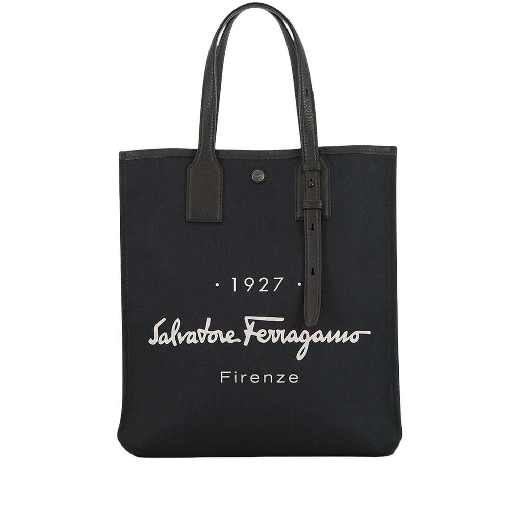 Ferragamo Canvas 1927 Signature Tote Black Very good condition - Front View