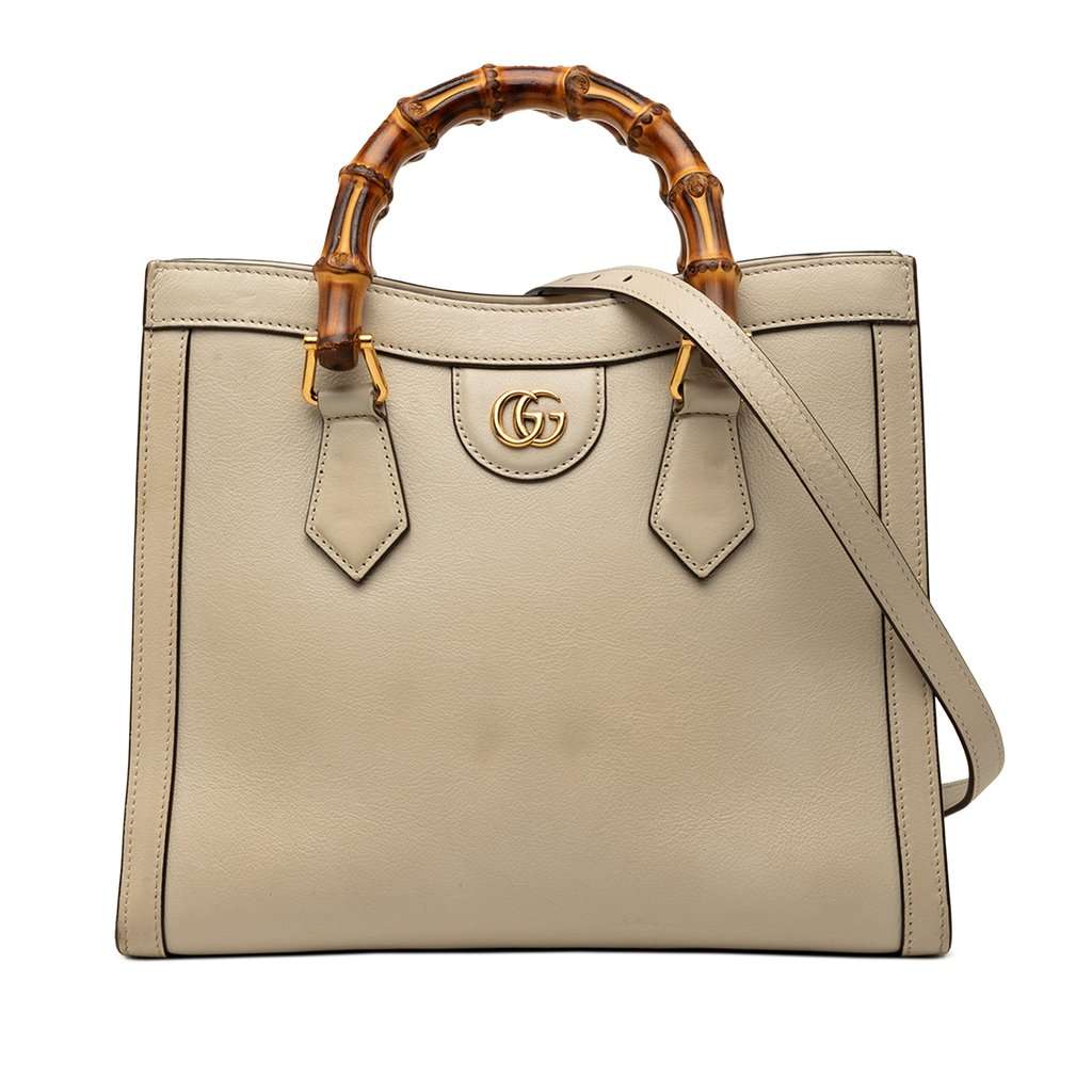 Gucci Small Calfskin Bamboo Diana Satchel Brown Leather Very good - Front View