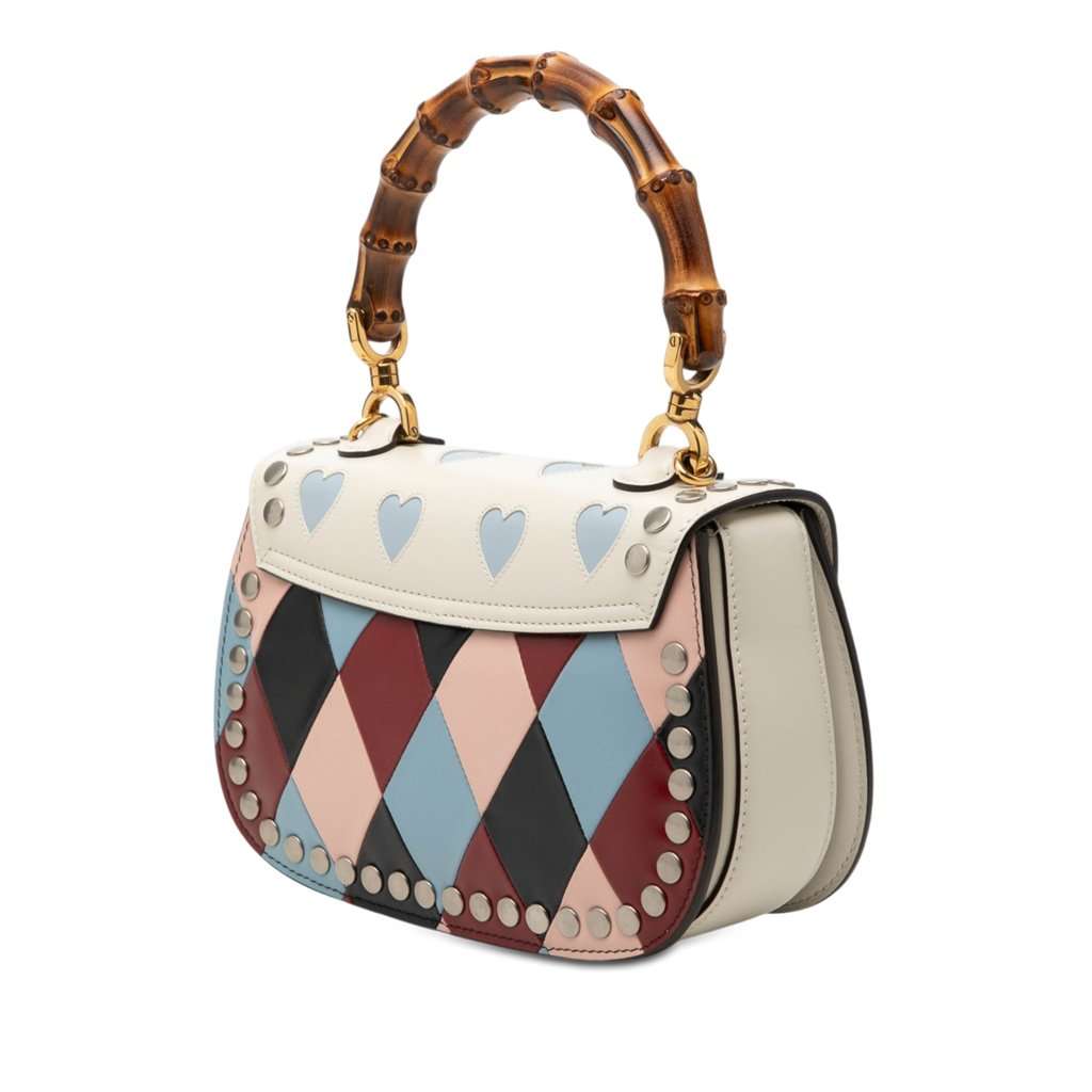Gucci Small Calfskin Lovelight Bamboo Top Handle Bag MultiColor Leather Very good - Back View