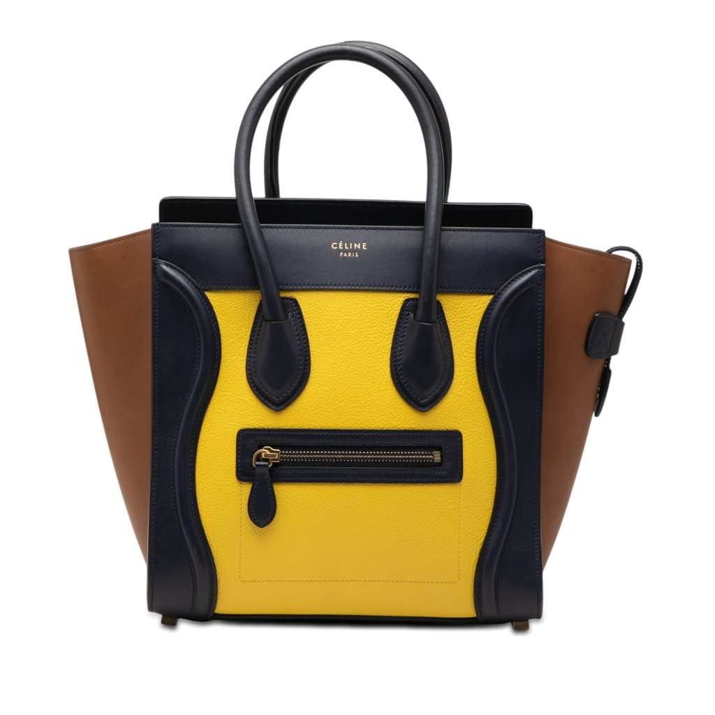 Celine Micro Tricolor Leather Luggage Tote Yellow Leather Very good condition - Front View