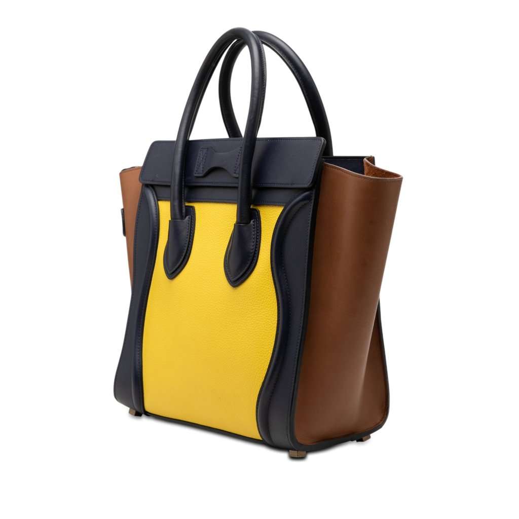 Celine Micro Tricolor Leather Luggage Tote Yellow Leather Very good condition - Back View
