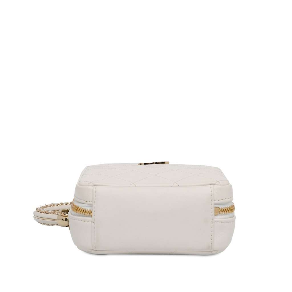 Chanel CC Lambskin Round Handle Camera Case White Leather Very good condition - Model View