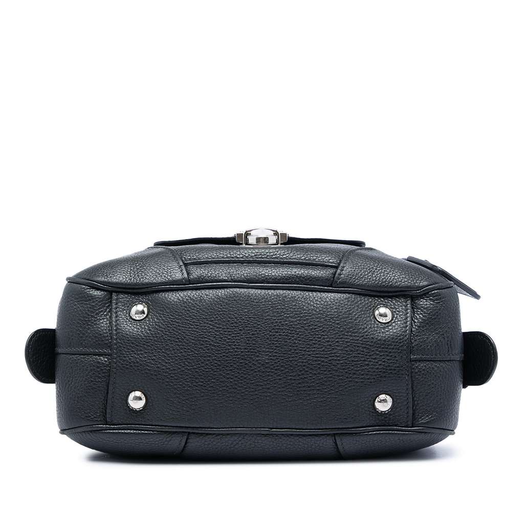 Prada Vitello Daino Front Pocket Boston Bag Black Leather Good - Inside View