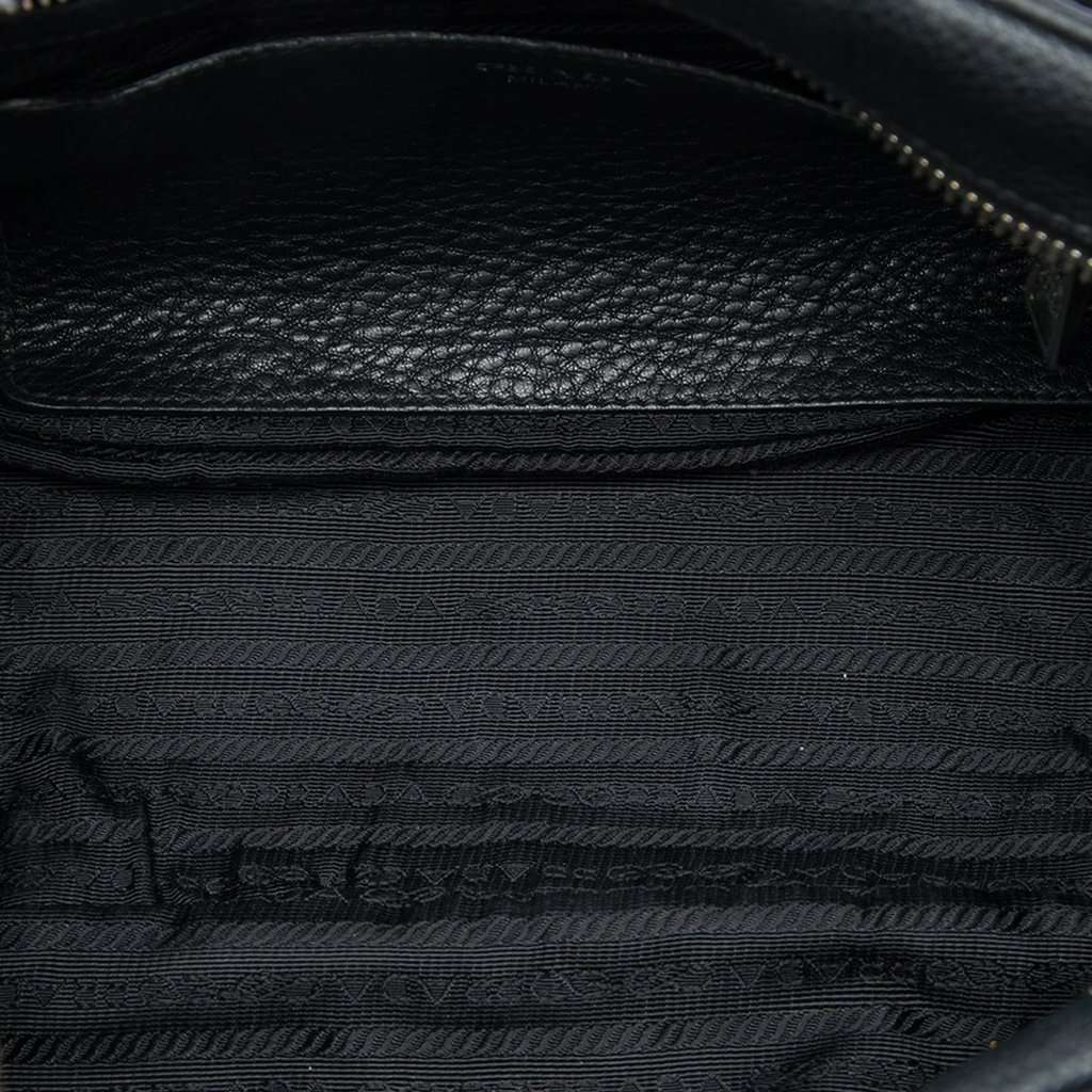 Prada Vitello Daino Front Pocket Boston Bag Black Leather Good - Box View