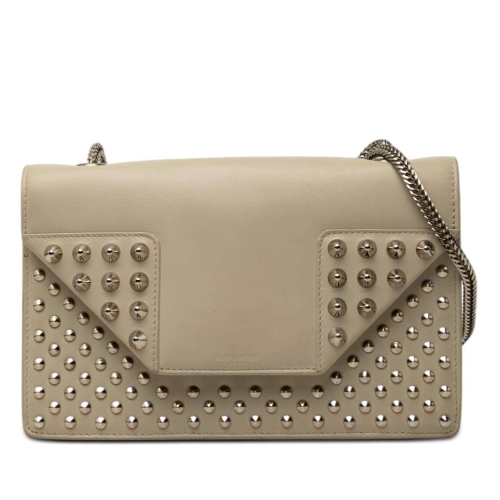 Saint Laurent Mini Studded Leather Betty Crossbody Beige Leather Very good - Front View