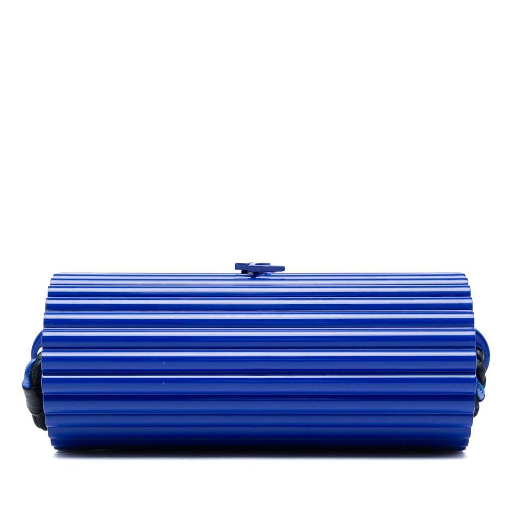 Saint Laurent Ribbed Acrylic and Lambskin Fringe Monogram Opium Box Bag Blue Plastic Very good - Inside View
