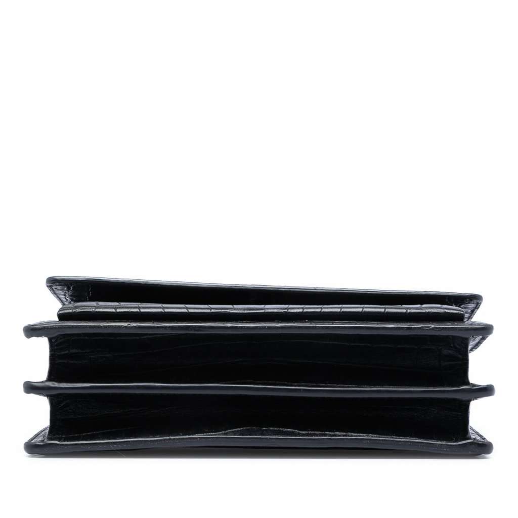 Saint Laurent Medium Croc Embossed Leather Monogram Sunset Crossbody Black Leather Very good condition - Inside View
