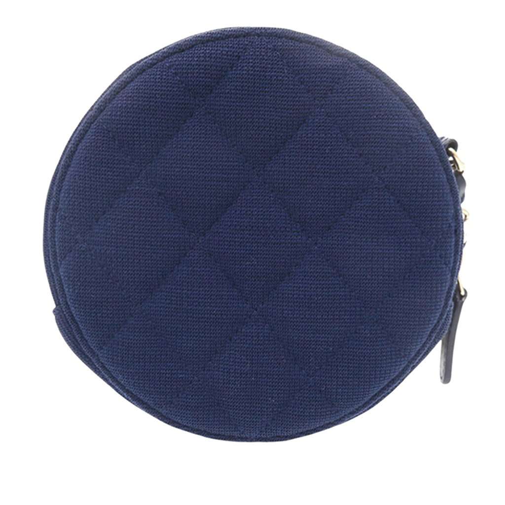 Chanel CC Quilted Jersey Round Clutch with Chain Blue Very good - Inside View