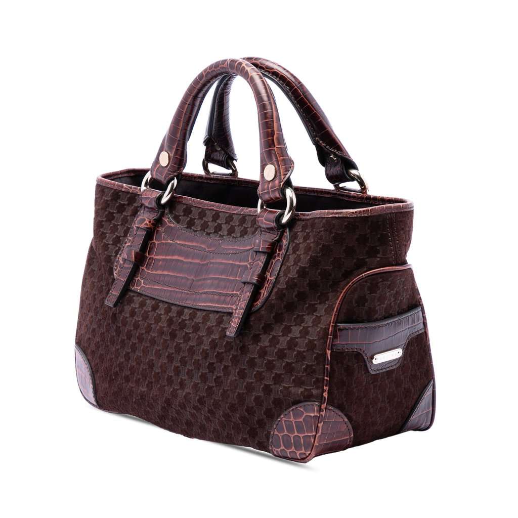 Celine Macadam Suede Boogie Handbag Brown Leather Very good condition - Back View