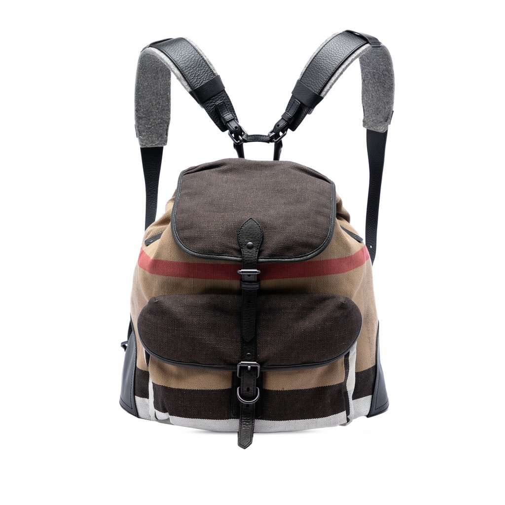 Burberry Mega Check Canvas Korbin Backpack Brown Very good condition - Front View
