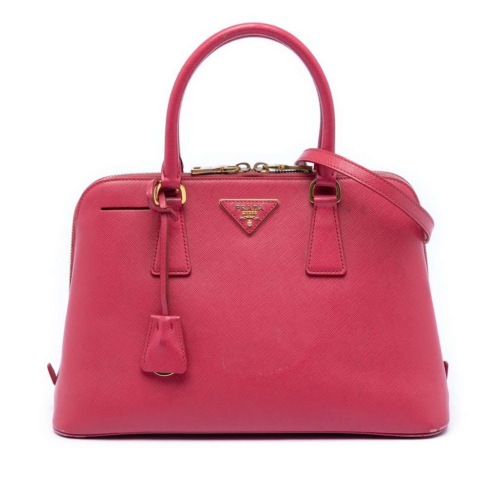 Prada Medium Saffiano Lux Promenade Satchel Pink Leather Very good condition - Front View