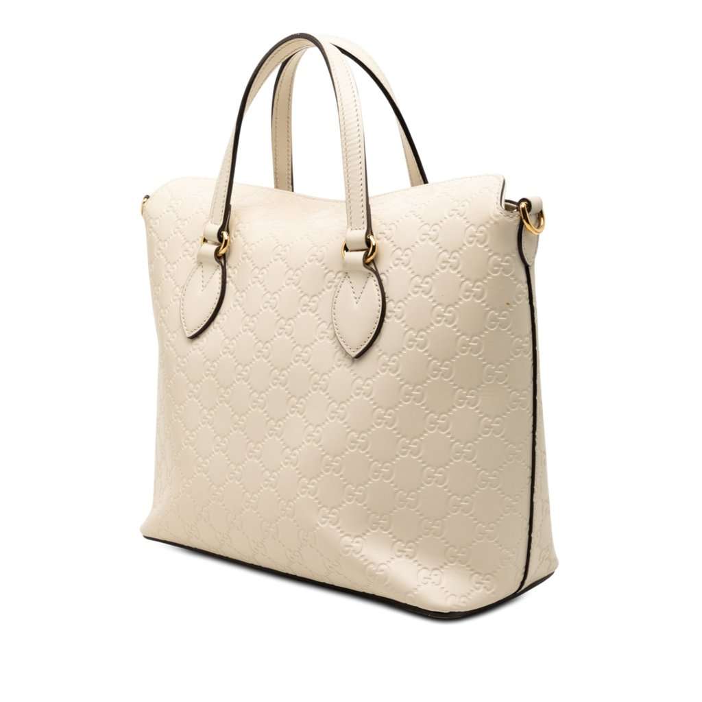 Gucci Guccissima Linea A Fold Over Satchel Brown Leather Good condition - Back View