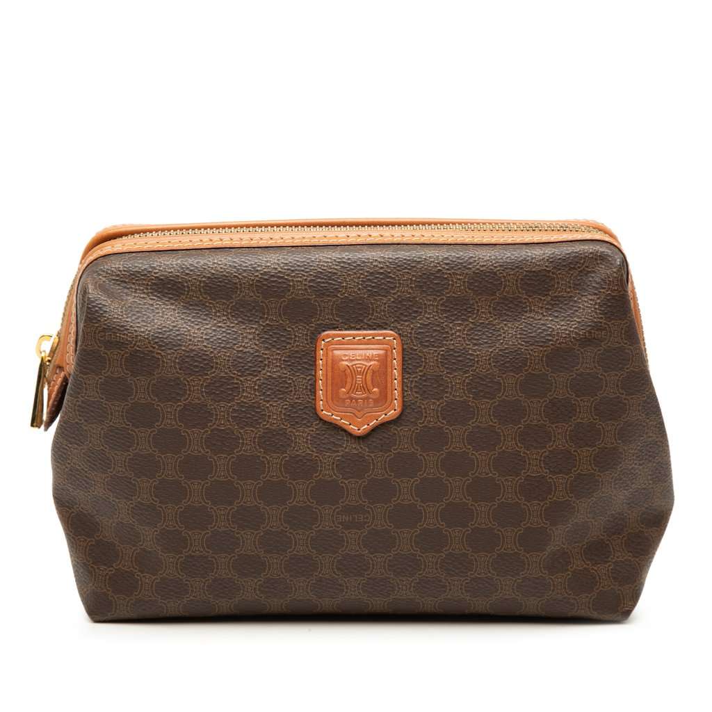 Celine Macadam Coated Canvas Pouch Brown Very good condition - Front View