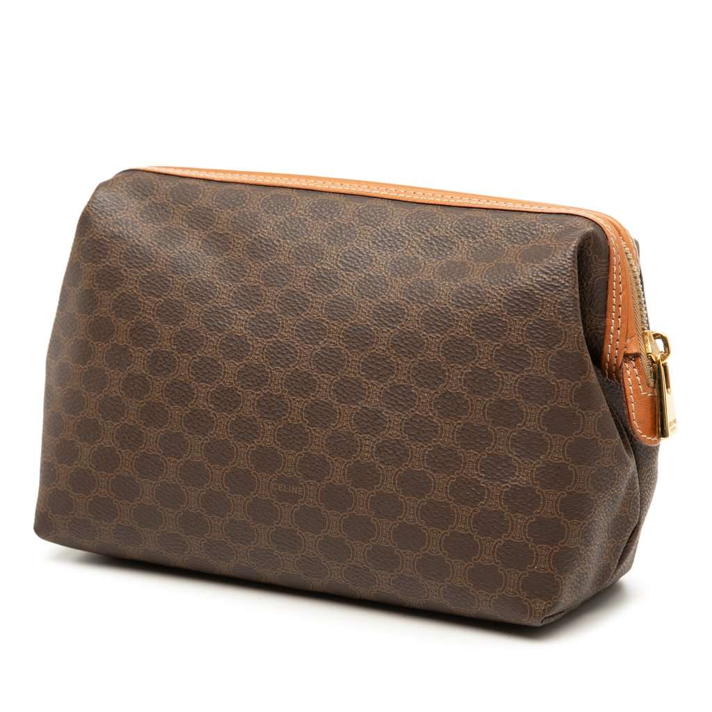 Celine Macadam Coated Canvas Pouch Brown Very good condition - Back View