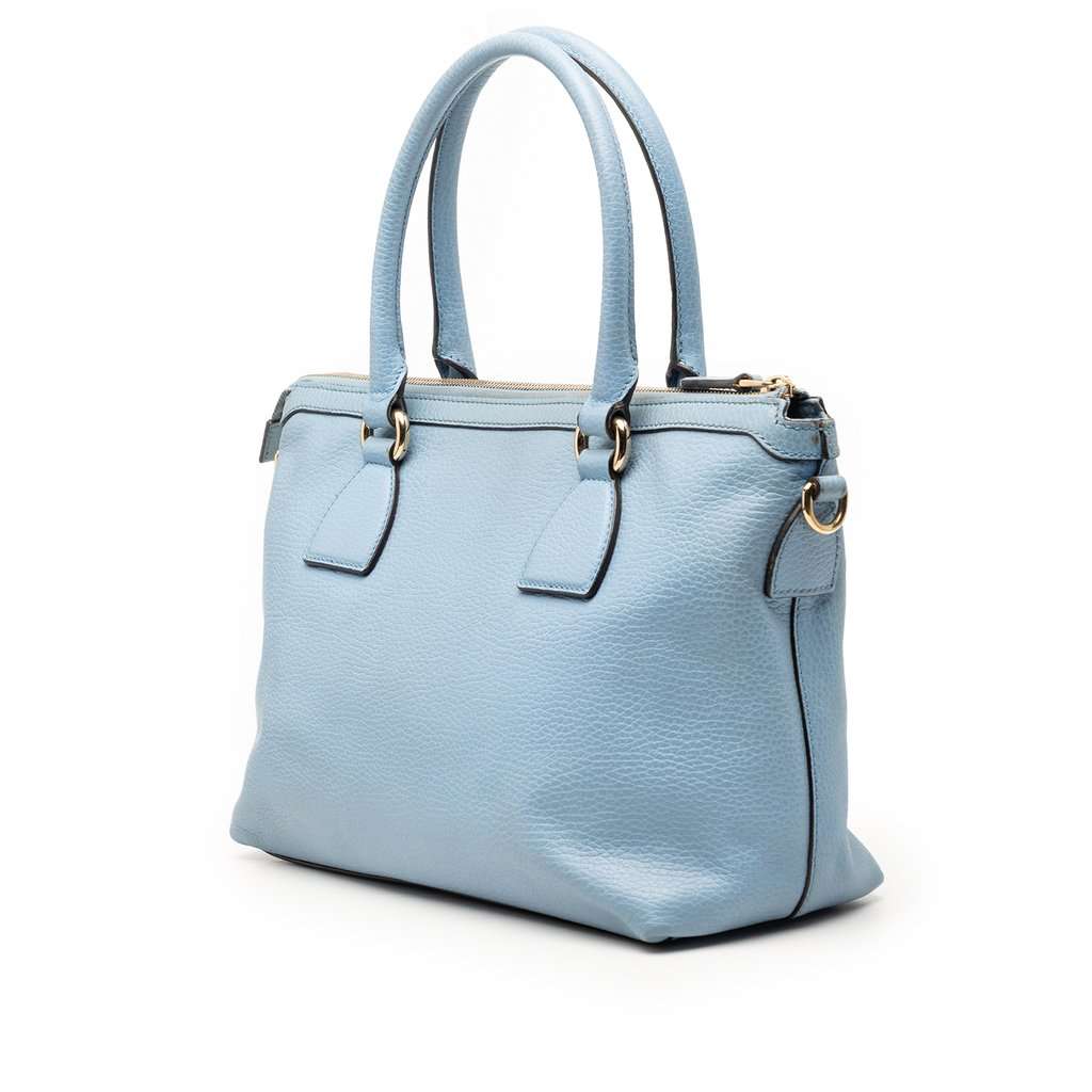 Gucci Dollar Calfskin GG Charm Satchel Blue Leather Very good condition - Back View