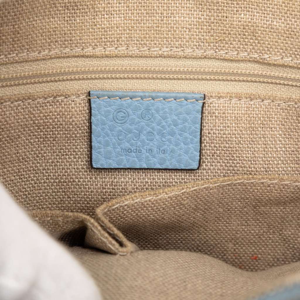 Gucci Dollar Calfskin GG Charm Satchel Blue Leather Very good condition - Box View