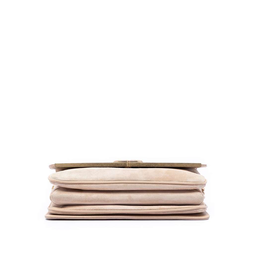 Chanel CC Stitched Caviar and Suede Lady Coco Flap Beige Leather Very good condition - Inside View