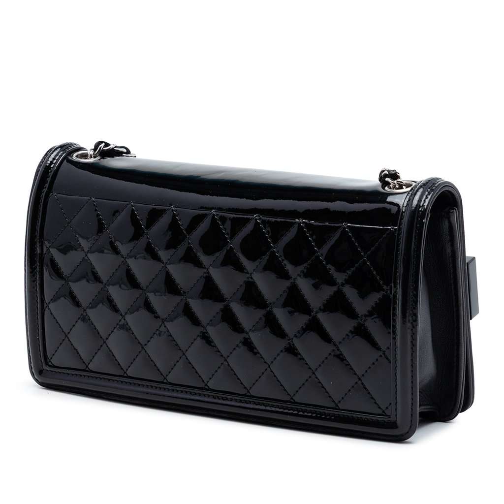 Chanel Patent and Acrylic Crystal Embellished Boy Brick Horizontal Flap Black Leather Very good condition - Back View