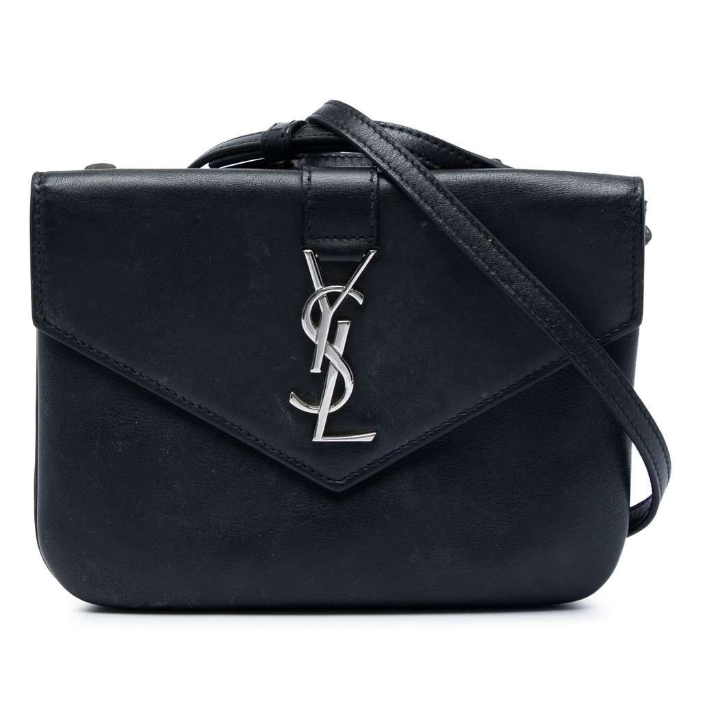 Saint Laurent Calfskin Monogram Tri Pocket Crossbody Black Leather Very good condition - Front View