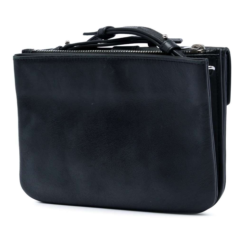 Saint Laurent Calfskin Monogram Tri Pocket Crossbody Black Leather Very good condition - Back View