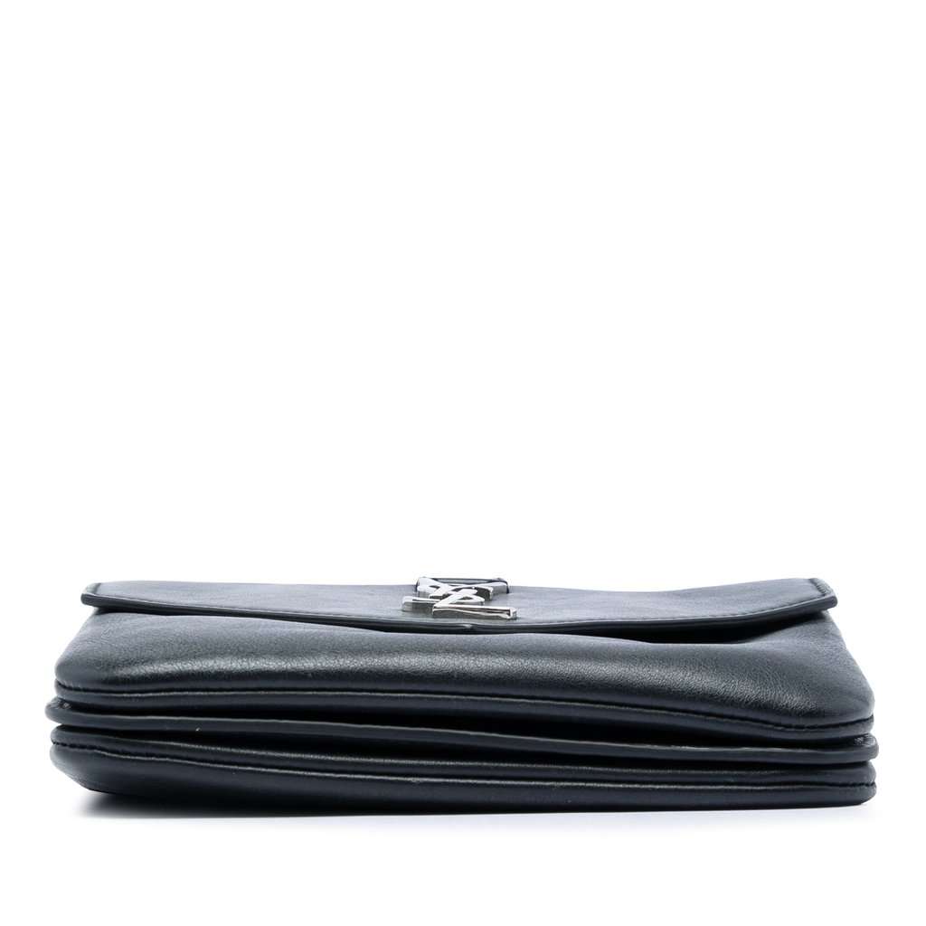 Saint Laurent Calfskin Monogram Tri Pocket Crossbody Black Leather Very good condition - Inside View