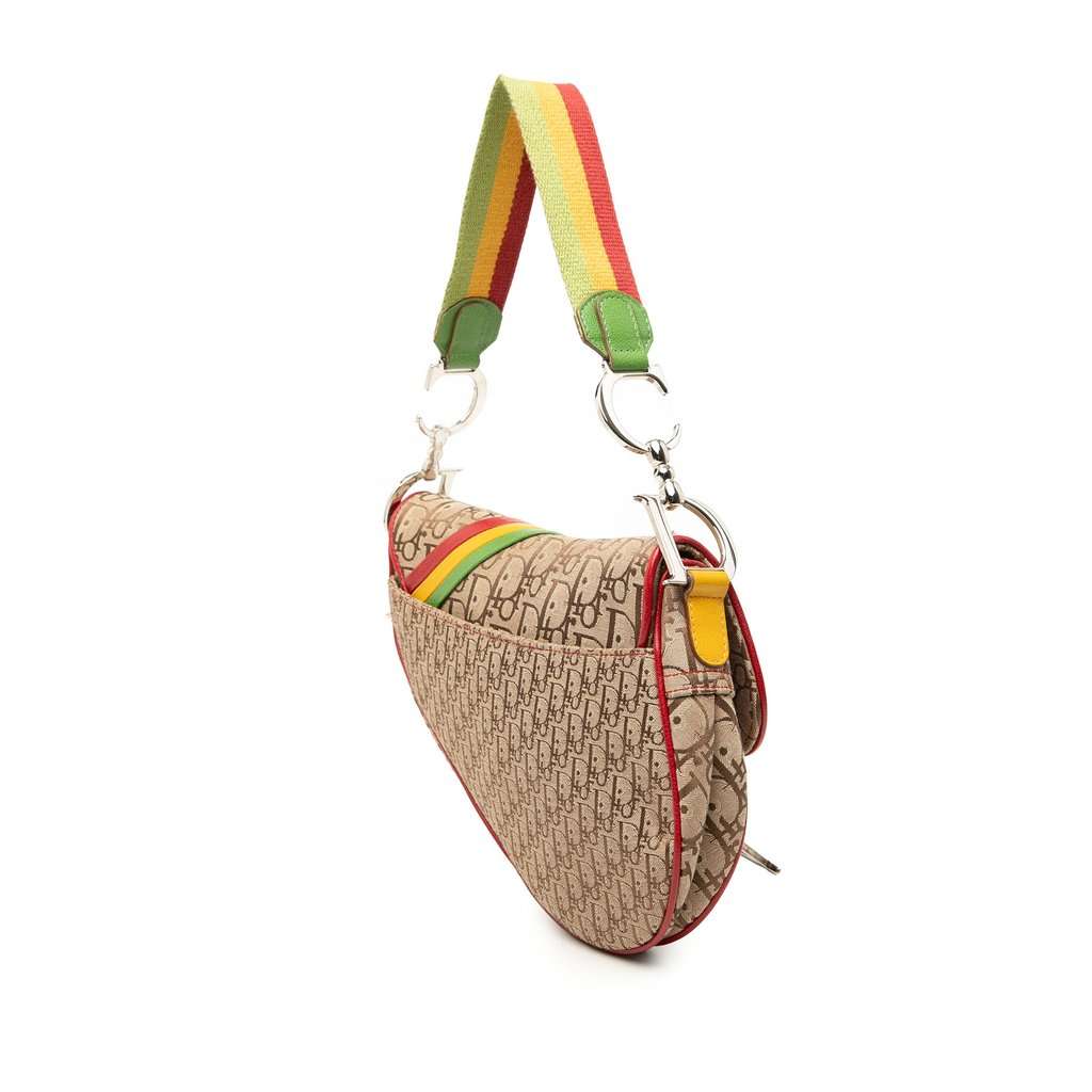 Dior Diorissimo Canvas Rasta Saddle Bag Beige Very good condition - Back View
