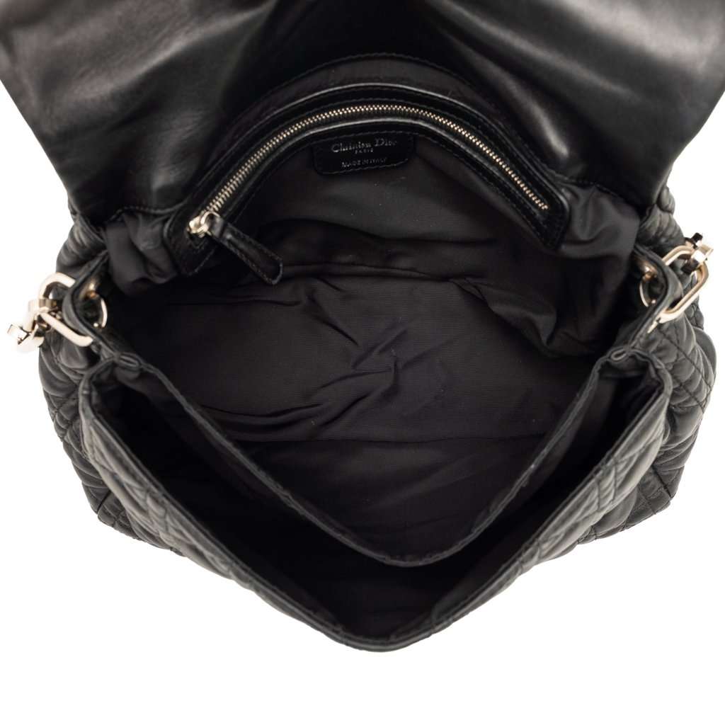 Dior Lambskin Cannage New Lock Shoulder Bag Black Leather Very good - Model View