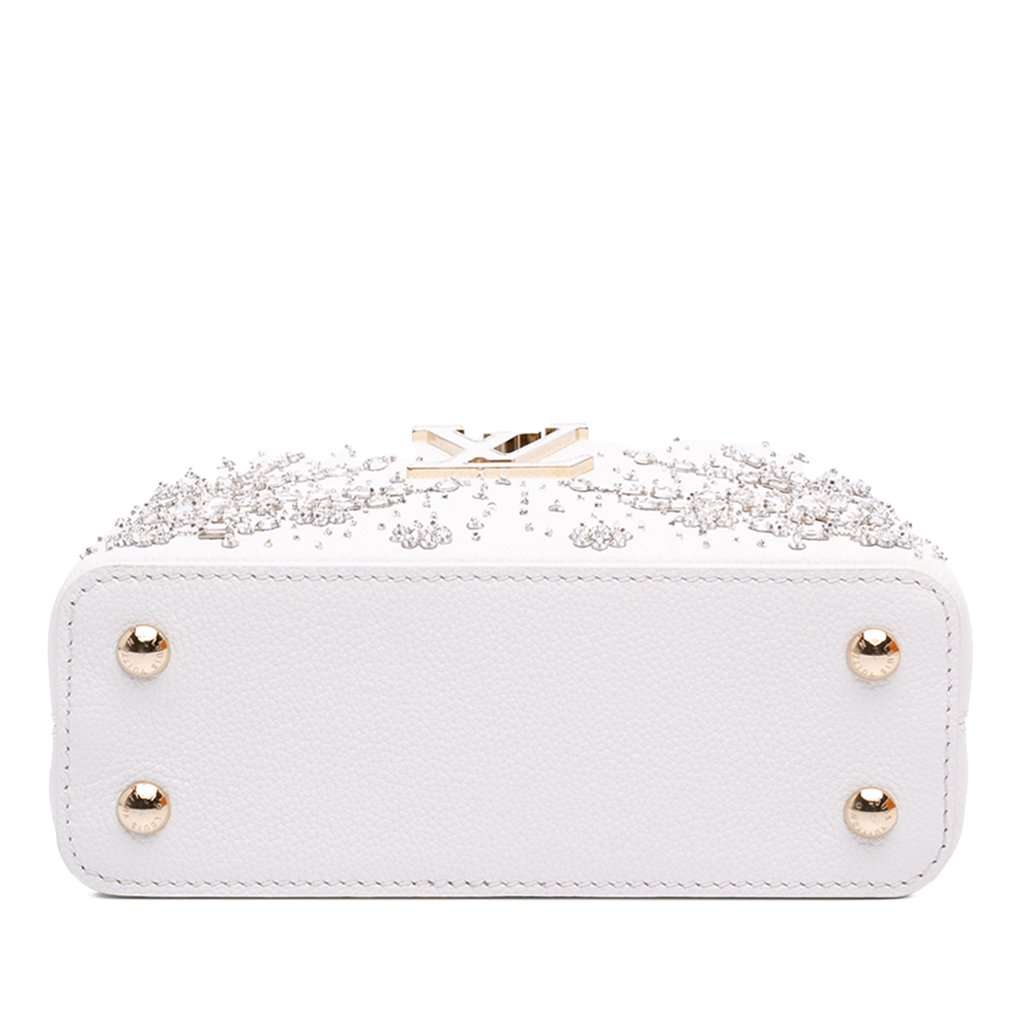 Louis Vuitton Calfskin Floral Embroidered Mini Capucines White Leather Never worn - Inside View