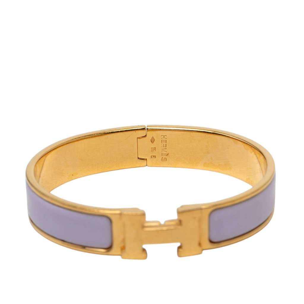 Hermès Narrow Enamel Clic H Bracelet PM Purple Very good - Model View