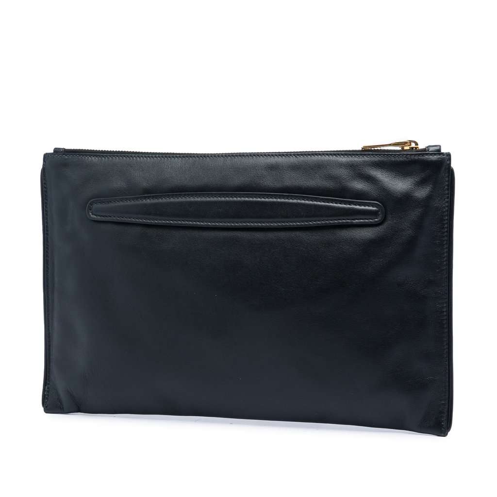 Miu Miu Studded Leather Zip Clutch Black Leather Very good - Back View