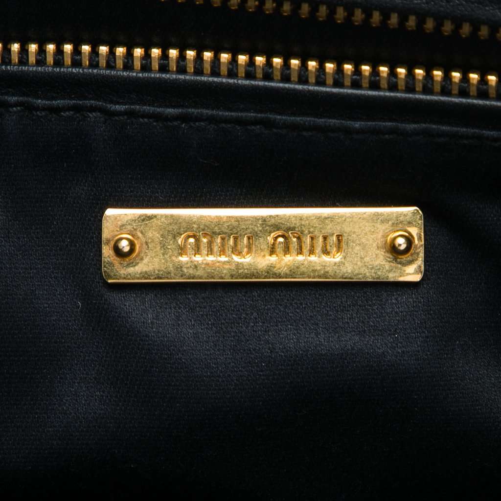 Miu Miu Studded Leather Zip Clutch Black Leather Very good - Box View
