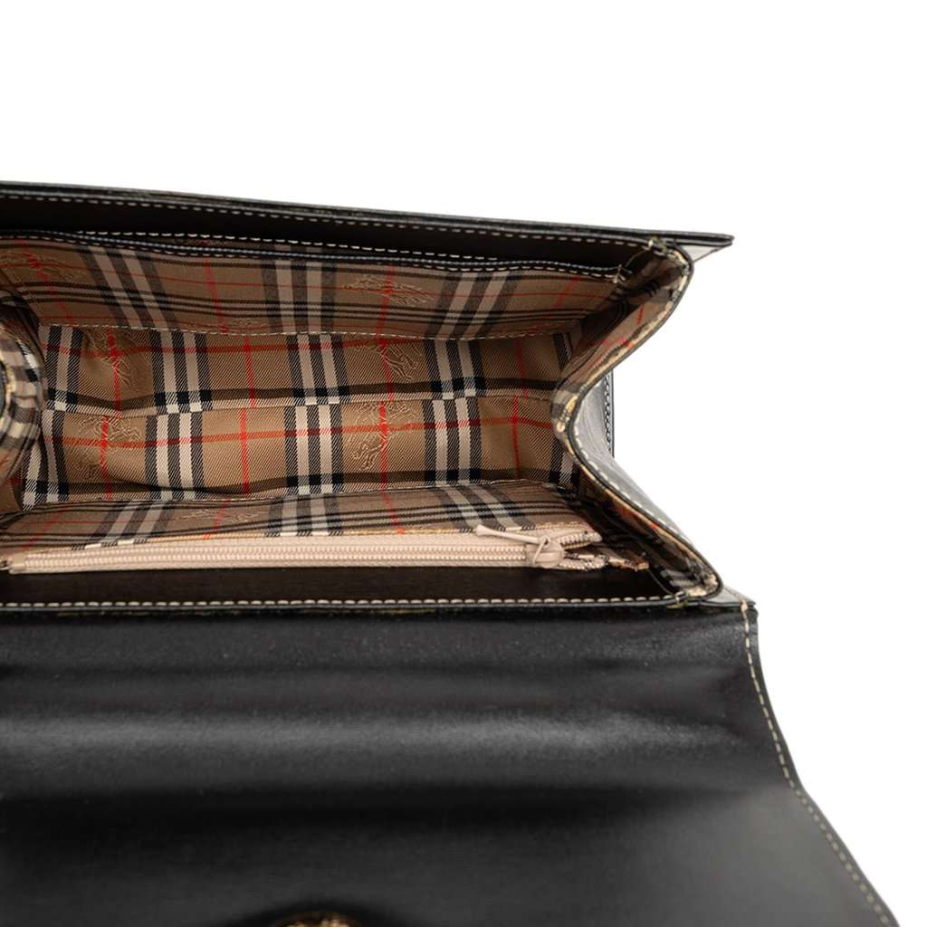 Burberry Textured and Soft Calfskin Top Handle Bag Black Leather Good condition - Model View