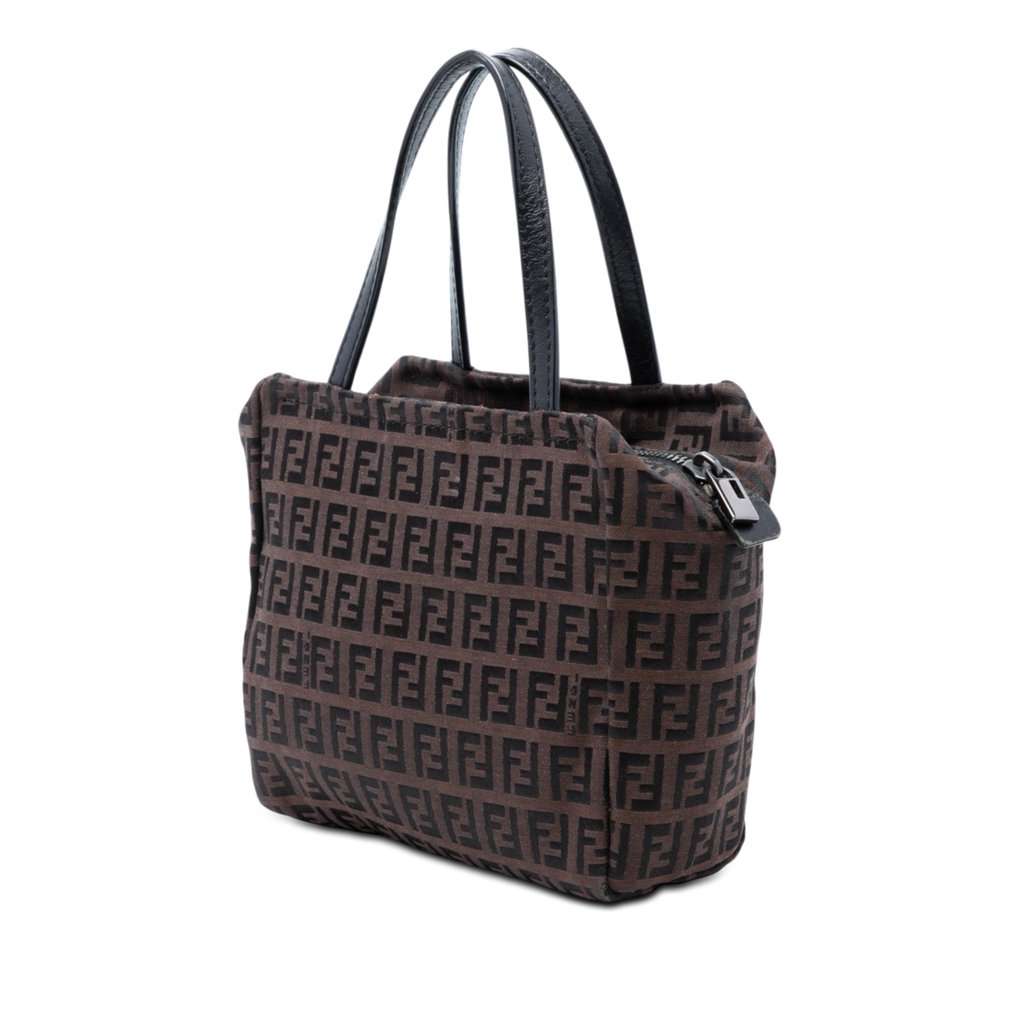 Fendi Mini Zucchino Canvas Handbag Brown Very good condition - Back View