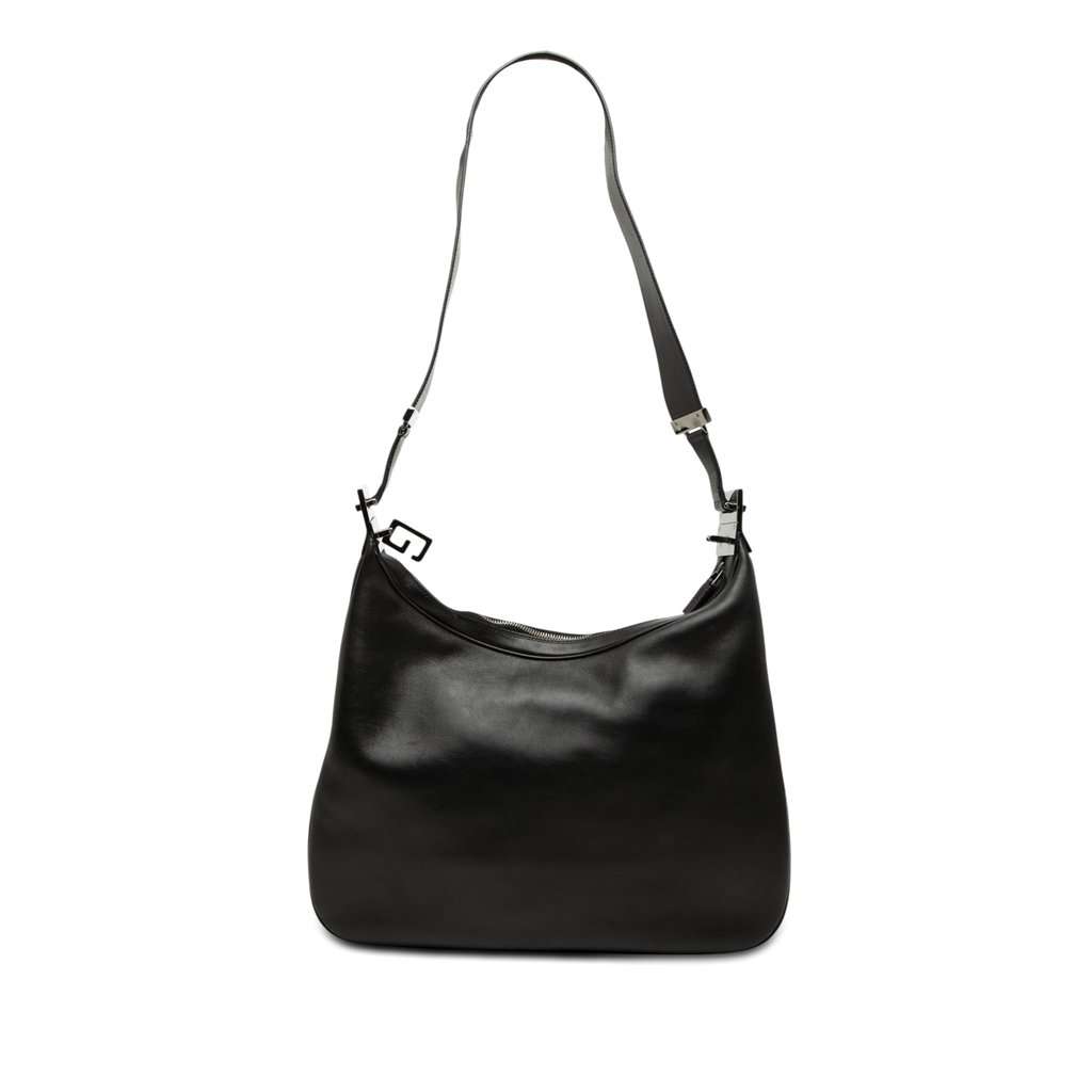 Gucci Calfskin Attache Shoulder Bag Black Leather Very good - Front View