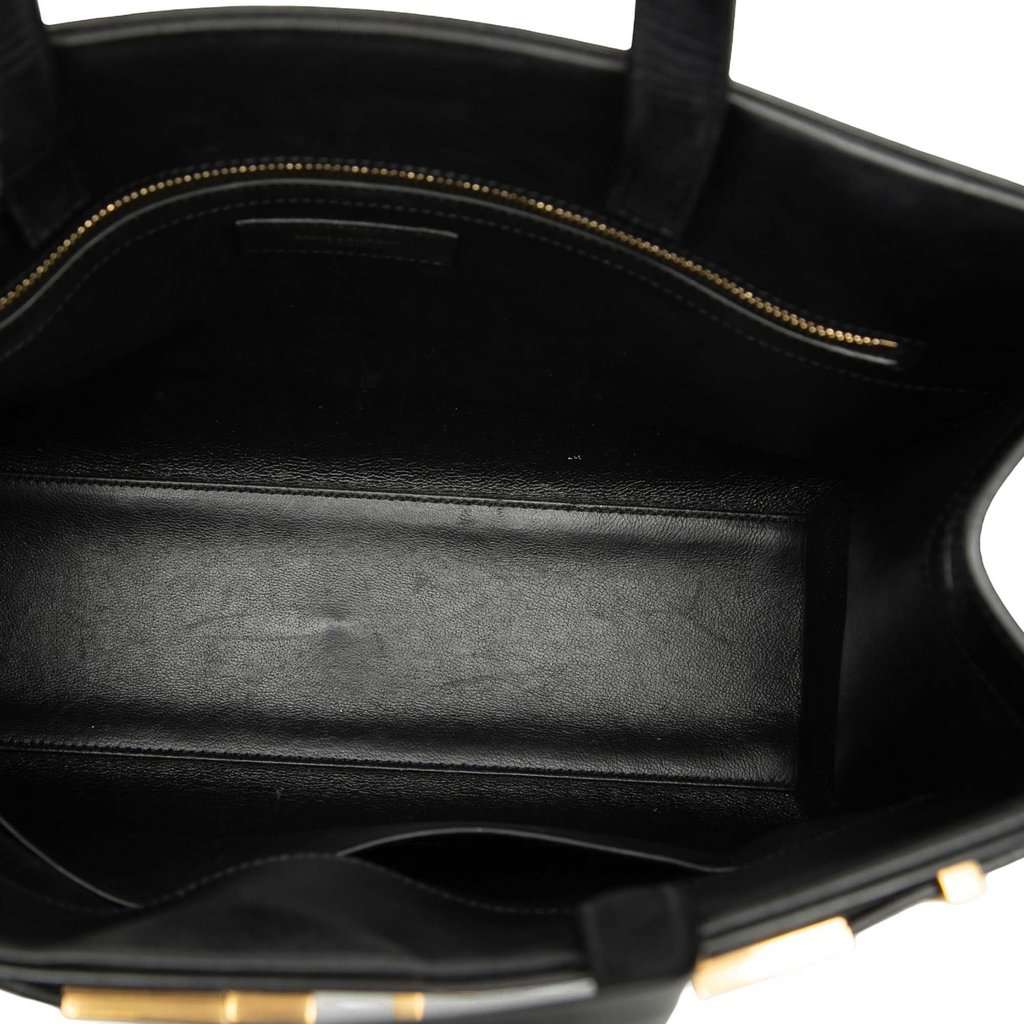 Saint Laurent Medium Smooth Calfskin Manhattan Shopper Tote Black Leather Very good - Model View