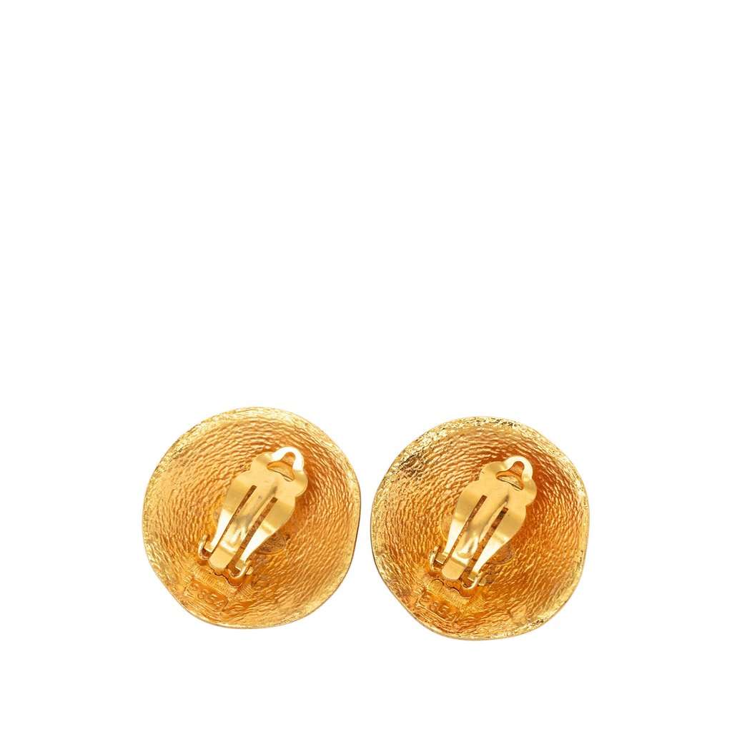 Chanel CC Gold Plated Round Clip On Earrings Gold Metal Very good condition - Back View