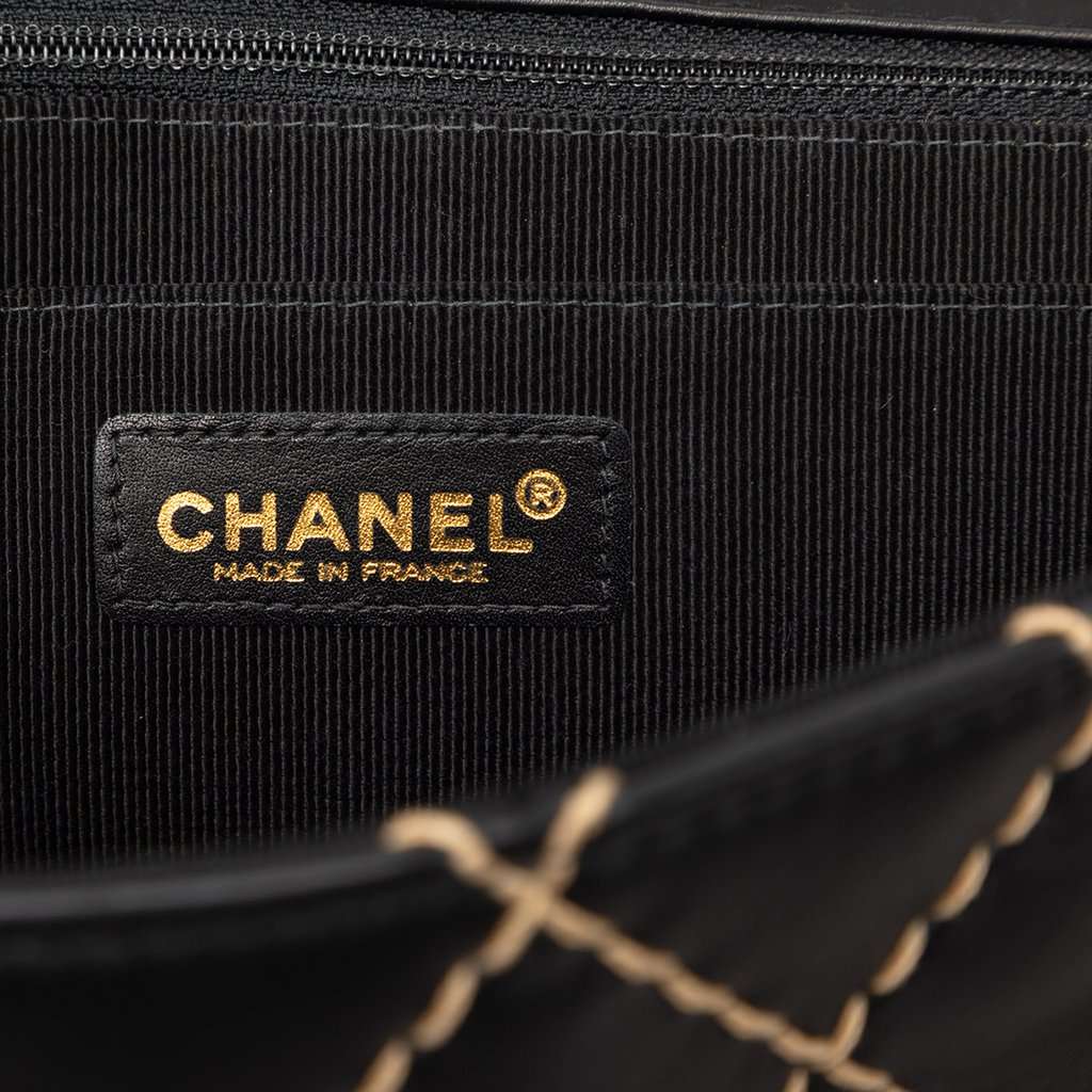 Chanel Jumbo CC Quilted Lambskin Wild Stitch Flap Black Leather Very good - Box View