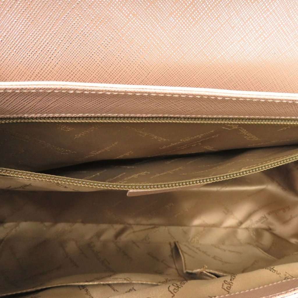 Salvatore Ferragamo Metallic Calfskin Gancini Handbag Pink Leather Very good condition - Box View