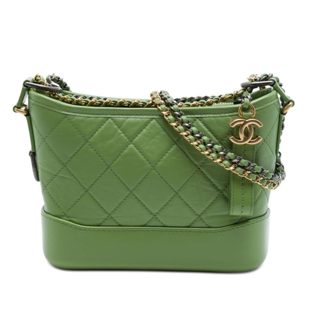 Chanel Small Aged Calfskin Gabrielle Crossbody Green Leather Very good condition - Front View