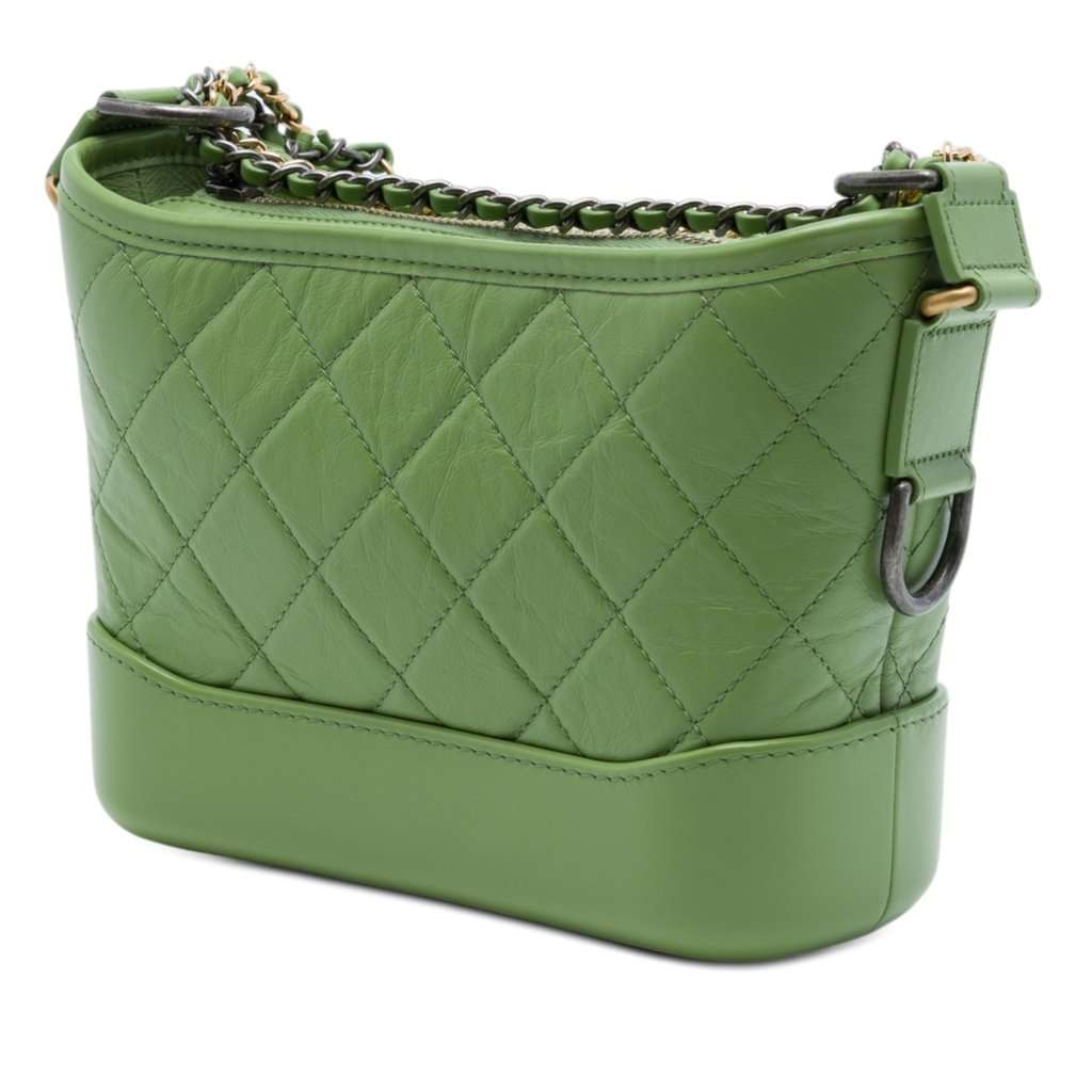 Chanel Small Aged Calfskin Gabrielle Crossbody Green Leather Very good condition - Back View