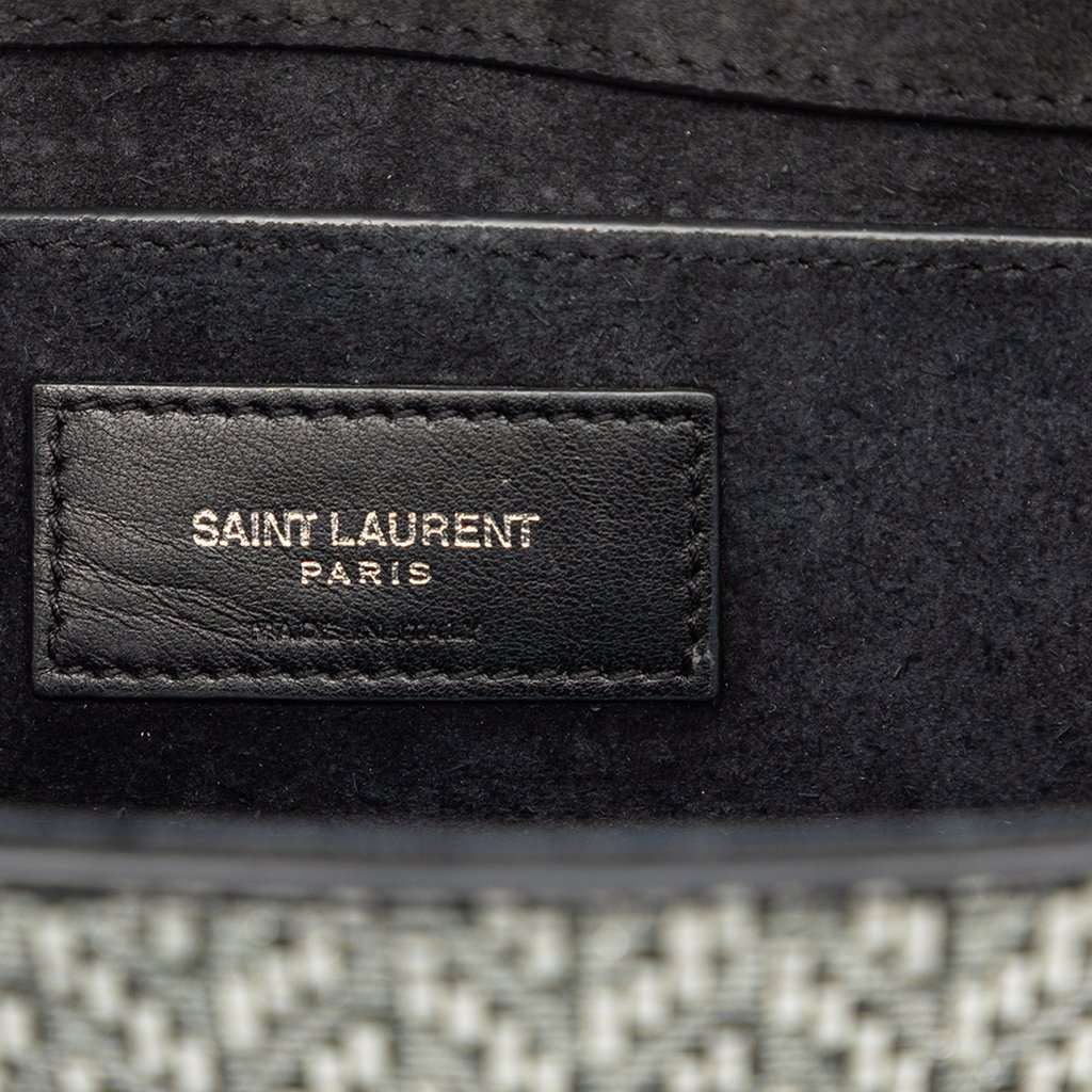 Saint Laurent Small Metallic Chevron Calfskin Monogram Kate Crossbody Silver Leather Very good condition - Box View