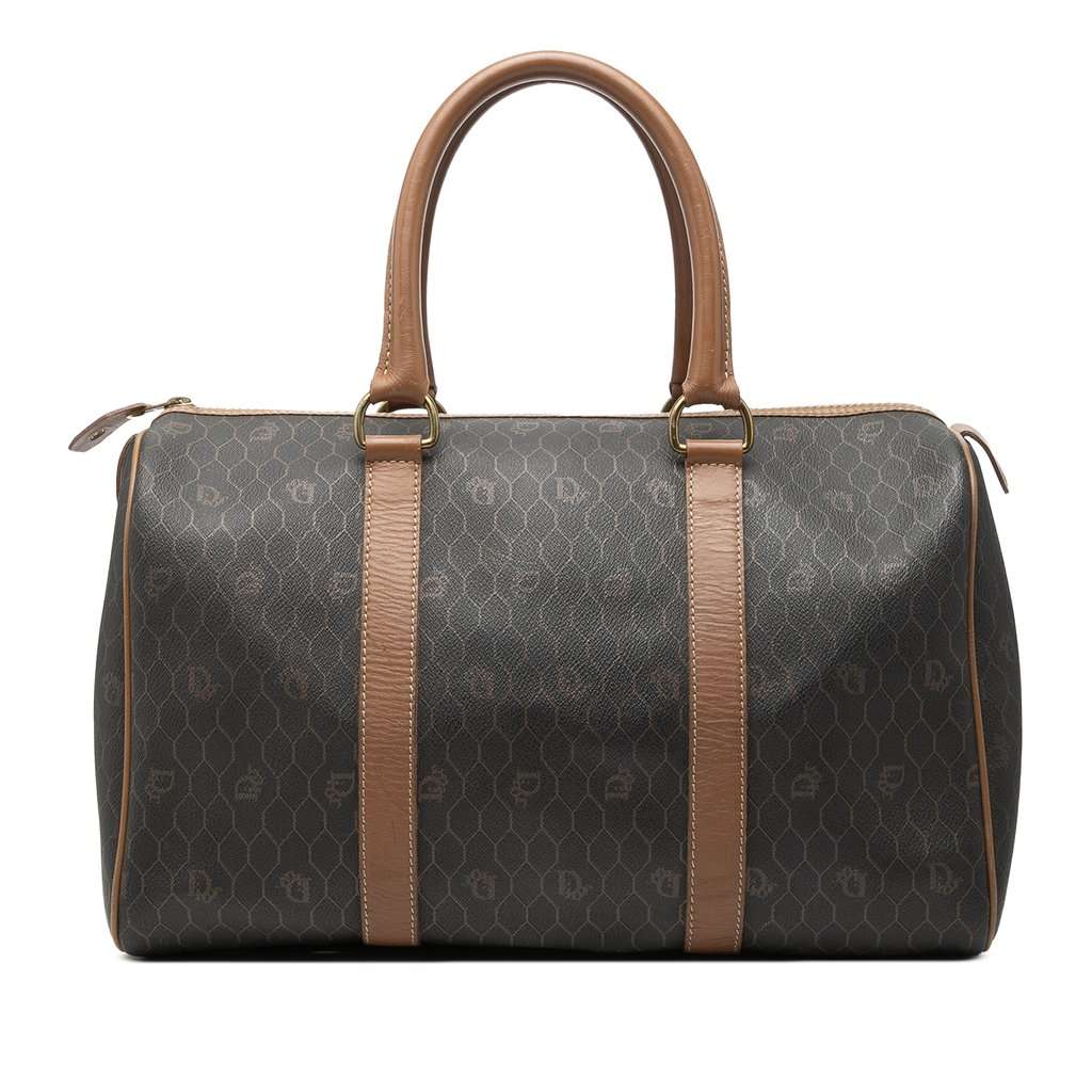 Dior Honeycomb Coated Canvas Boston Bag Black Good - Front View