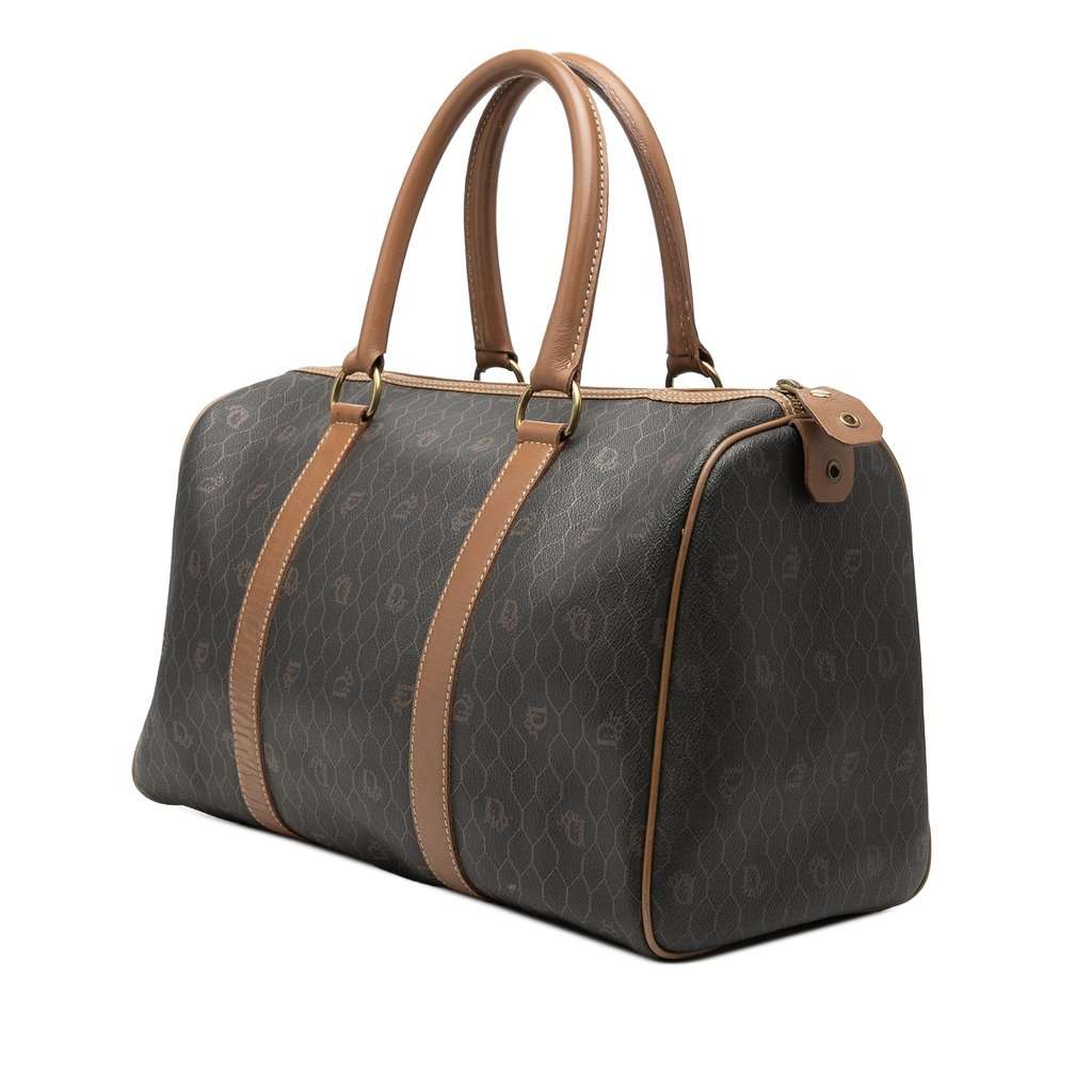 Dior Honeycomb Coated Canvas Boston Bag Black Good - Back View
