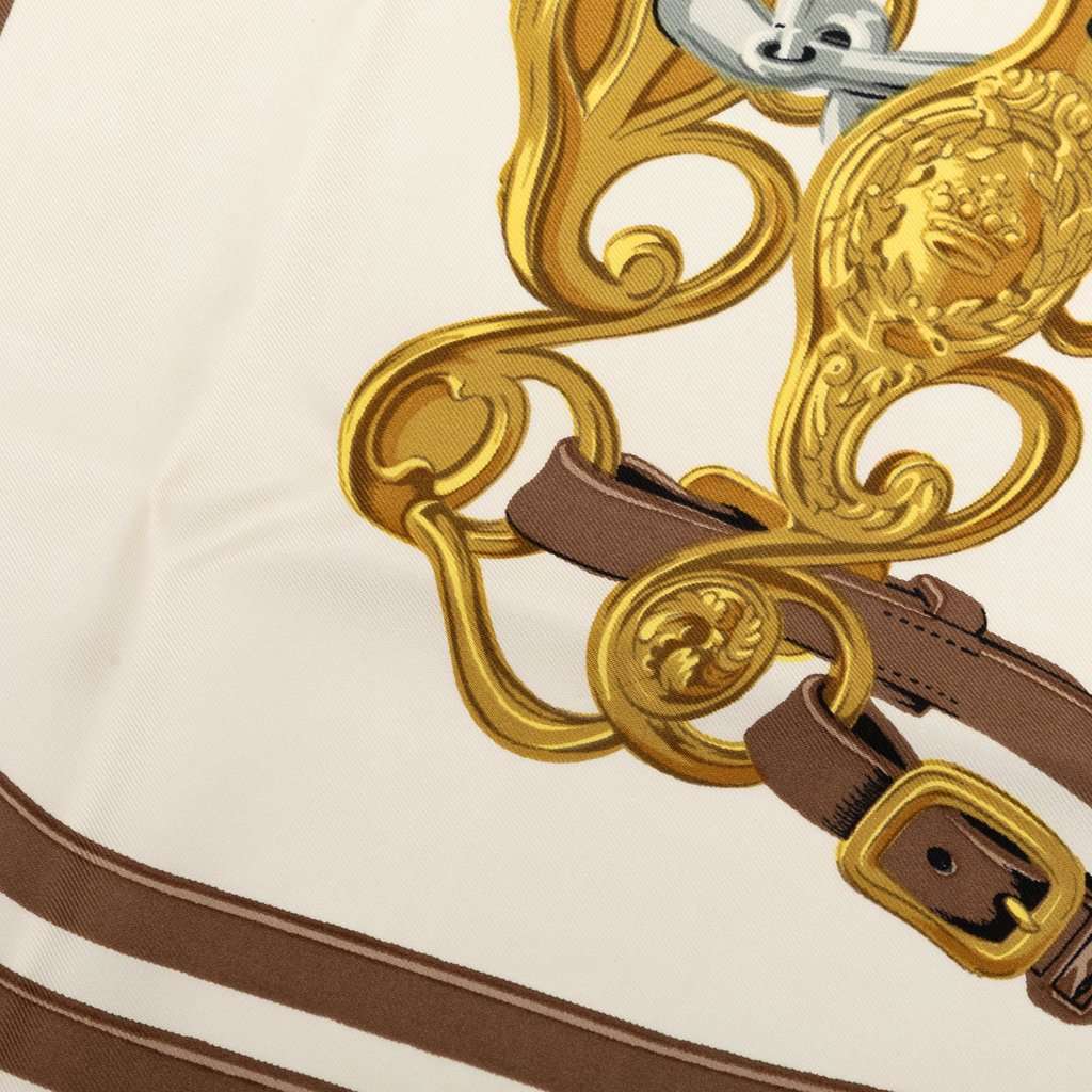 Hermès Brides de Gala Silk Scarf 90 Brown Very good condition - Model View