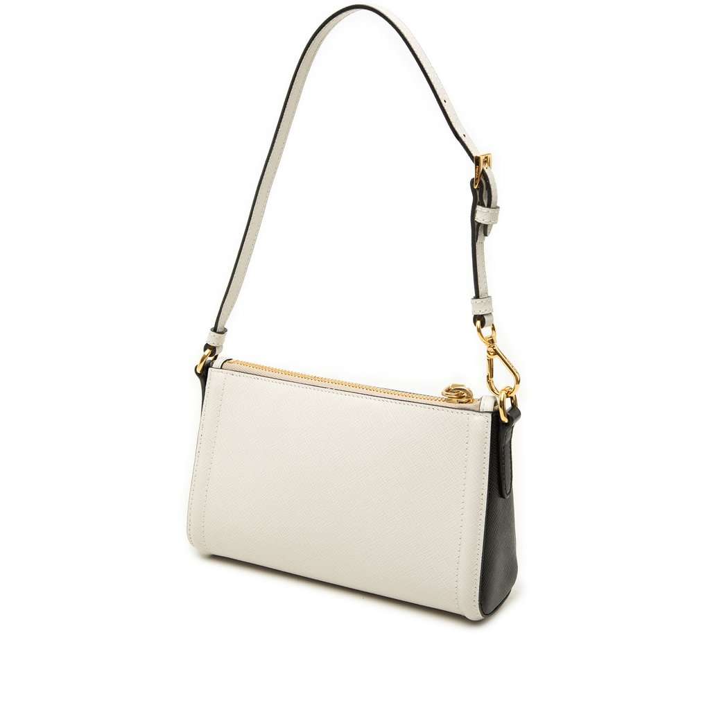 Prada Saffiano Lux Pochette White Leather Very good - Back View