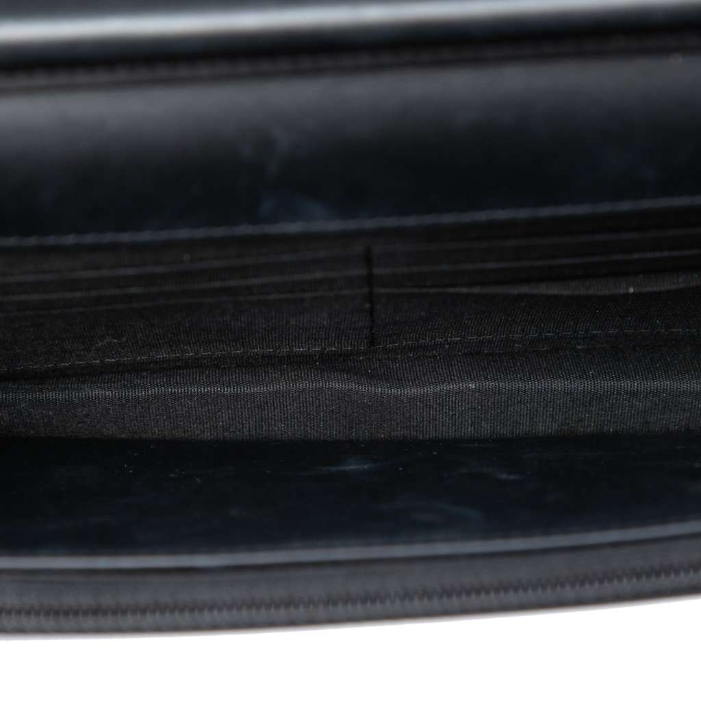 Chanel Quilted Patent Boy Wallet on Chain Black Leather Very good - Model View