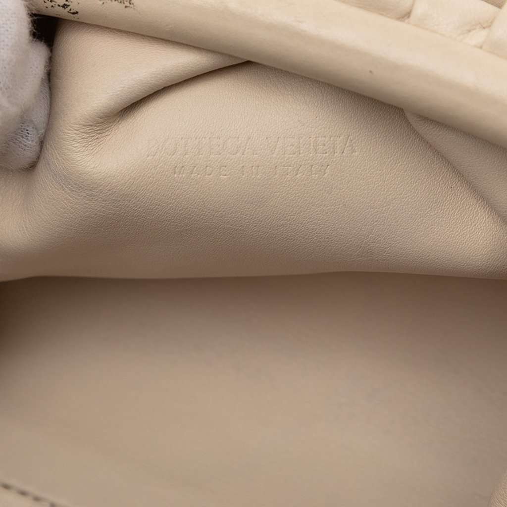 Bottega Veneta Lambskin The Mini Pouch Crossbody Beige Leather Very good condition - Box View