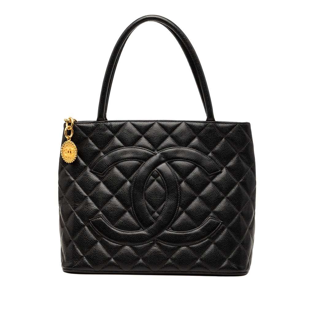 Chanel Caviar Medallion Tote Black Leather Very good condition - Front View